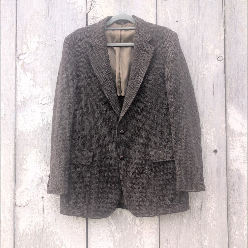 Cricketeer 100% Wool Cambridge Chevron Tweed Sport Coat Men's 42L
